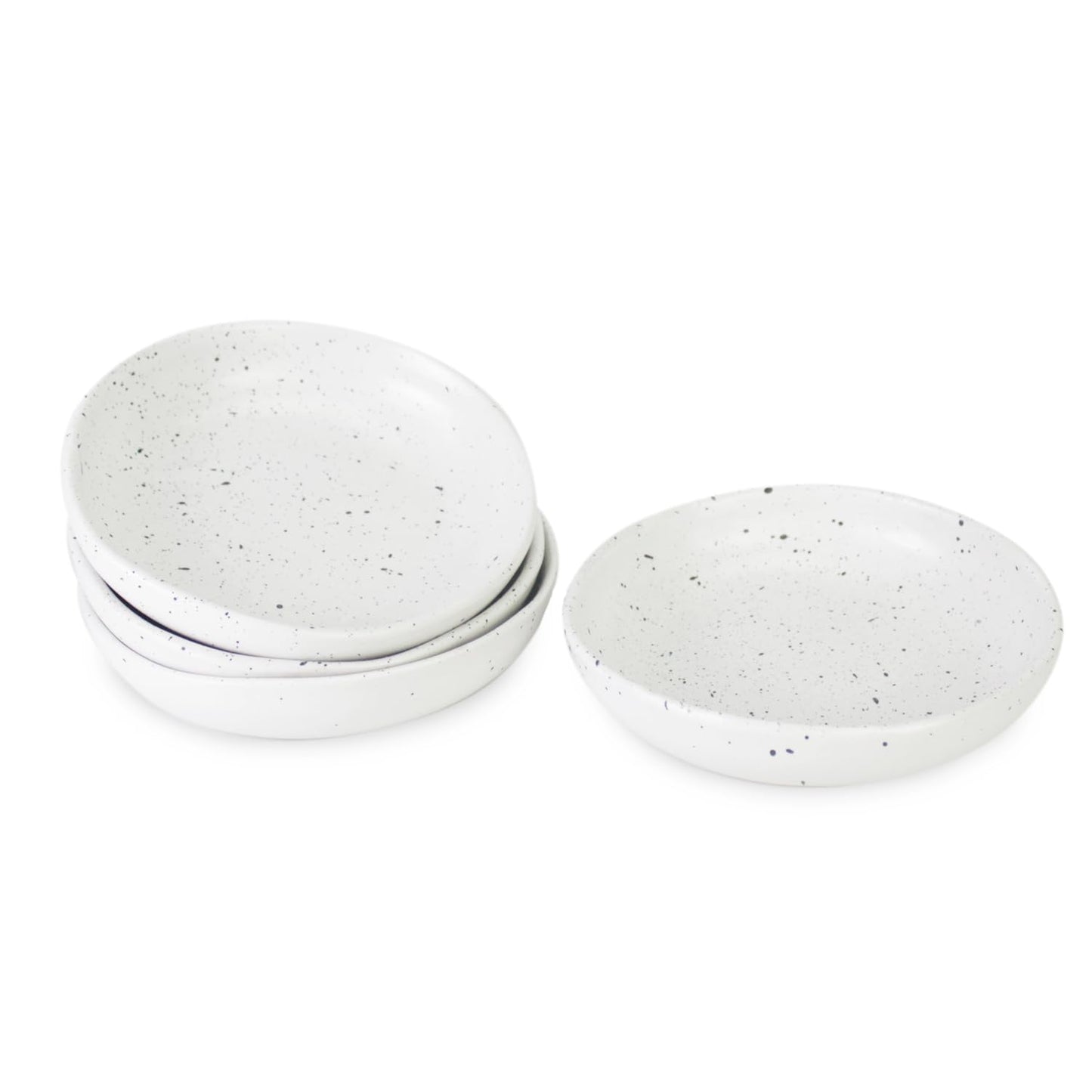 roro 5 Inch Handmade Ceramic Small Bowl, Glossy White Speckled