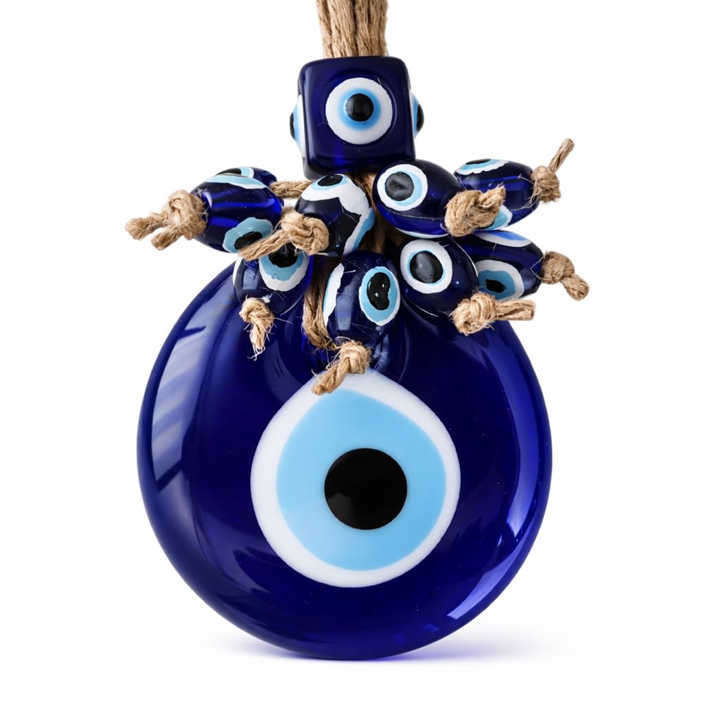 Candymosa 2.3" Turkish Evil Eye Decor Ornament - Blue Evil Eye Wall Hanging in a Box - Home Protection Charm Evil Eye Wall Decor - Turkish Nazar Amulet (Blue, 1pcs)