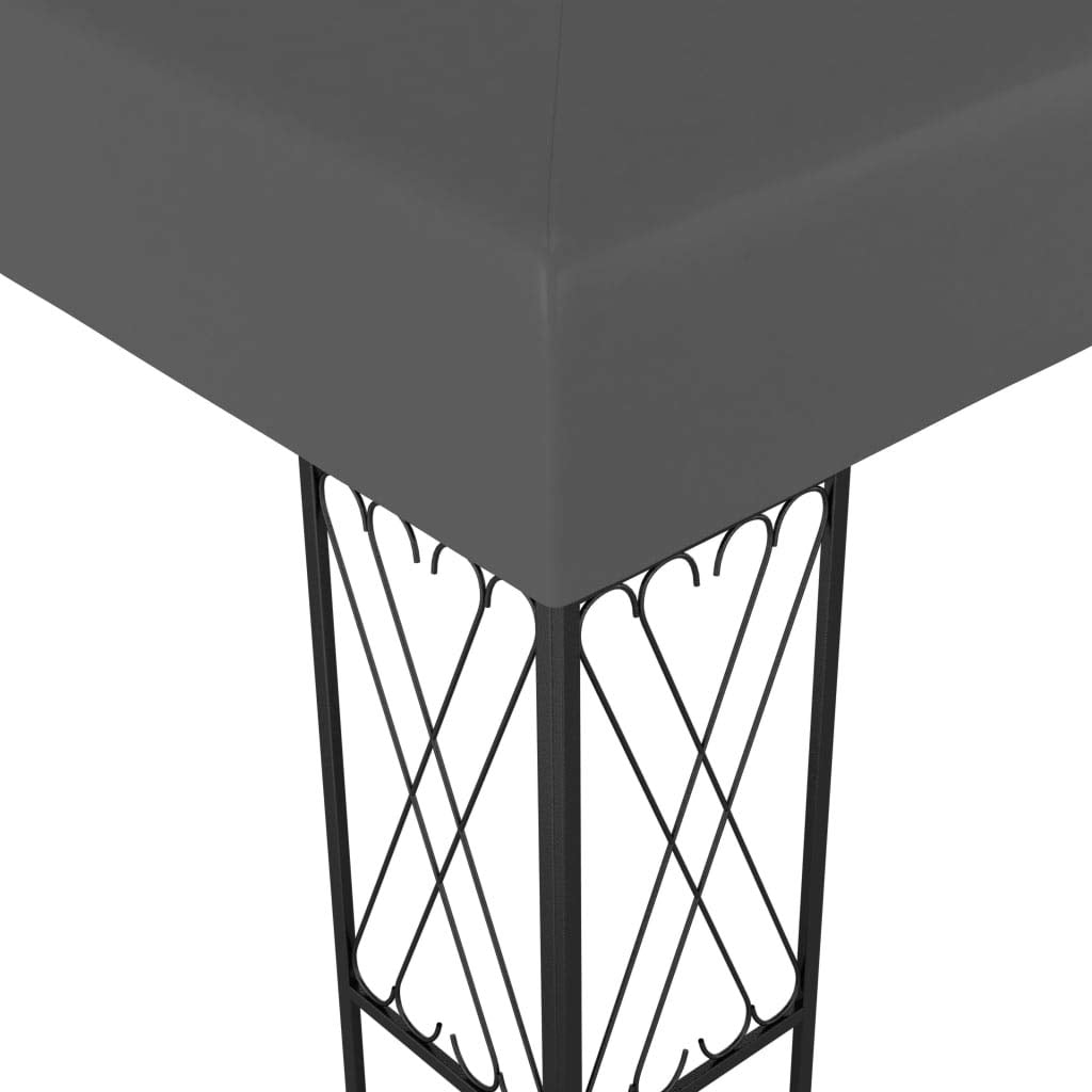 Gazebo Anthracite Polyester Fabric 9.8 x 9.8 ft, Outdoor Canopy Tent with Decorative Inlays, Square Patio Gazebo for Garden Lawn Structures