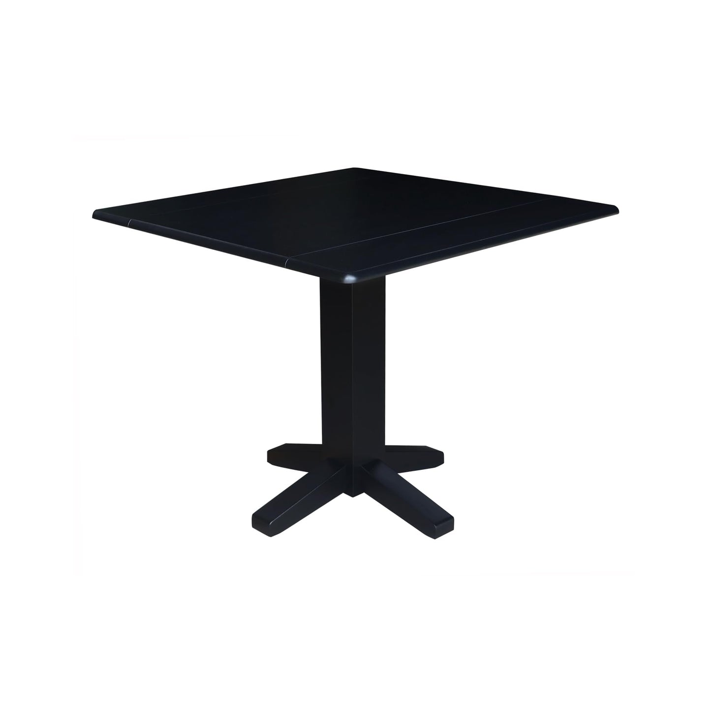 Solid Wood 36" Square Dual Drop Leaf Dining Table, Black