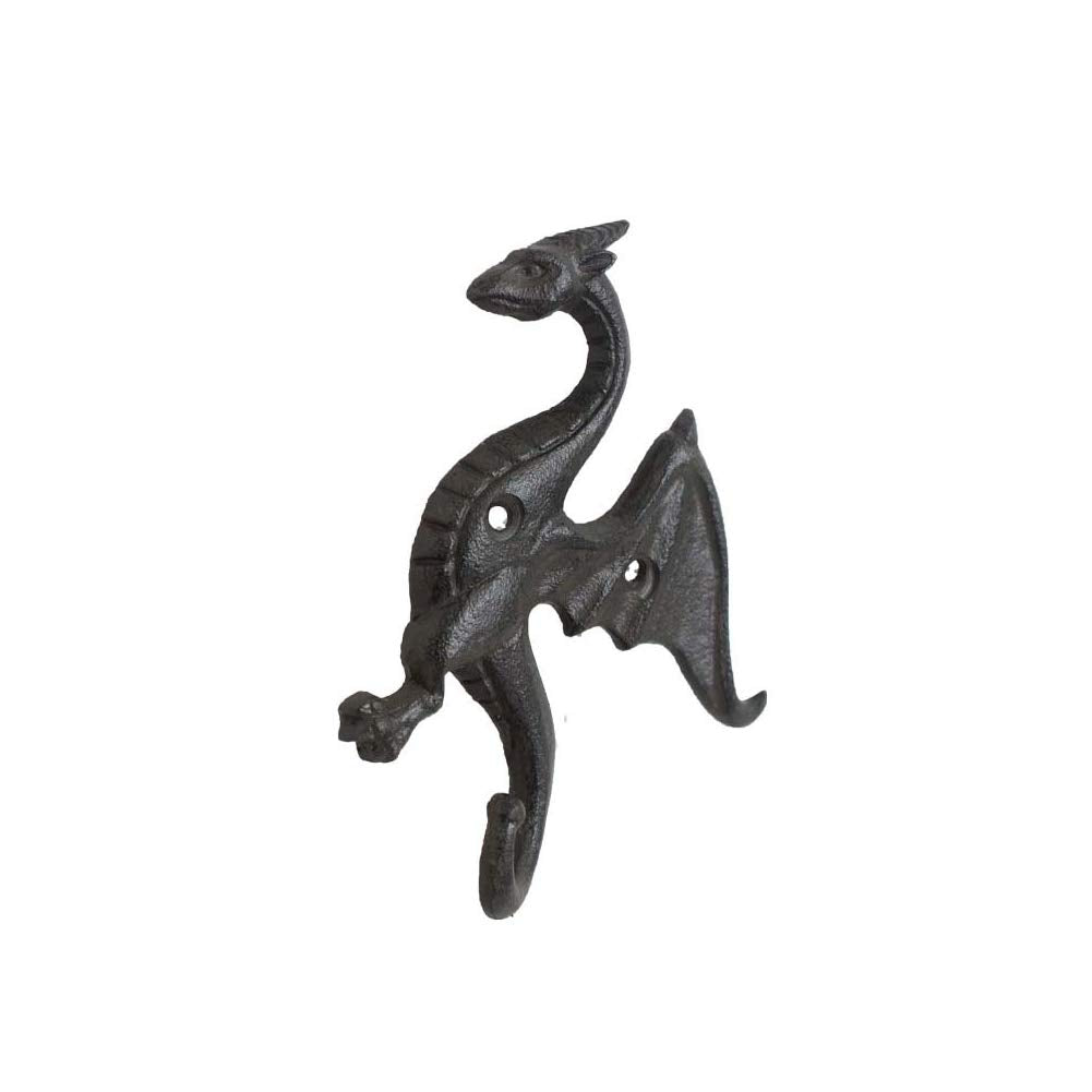 Dragon Wall Mount Hooks, Decorative Rustic Cast Iron Dragon Wall Mount Hanger Heavy Duty Shelf Bracket for Coat, Key, Hat Hanging