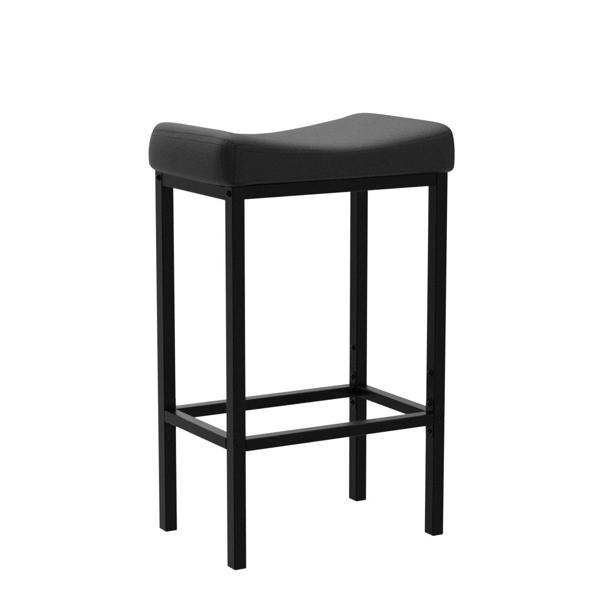 HOOBRO Bar Stools, Set of 2 Bar Chairs, Counter Height Stools, Saddle Barstools with Curved Surface, 24.8 Inches, 2.4" Thick Upholstery, for Kitchen, Dining Room, Cafe Black BB10BY01