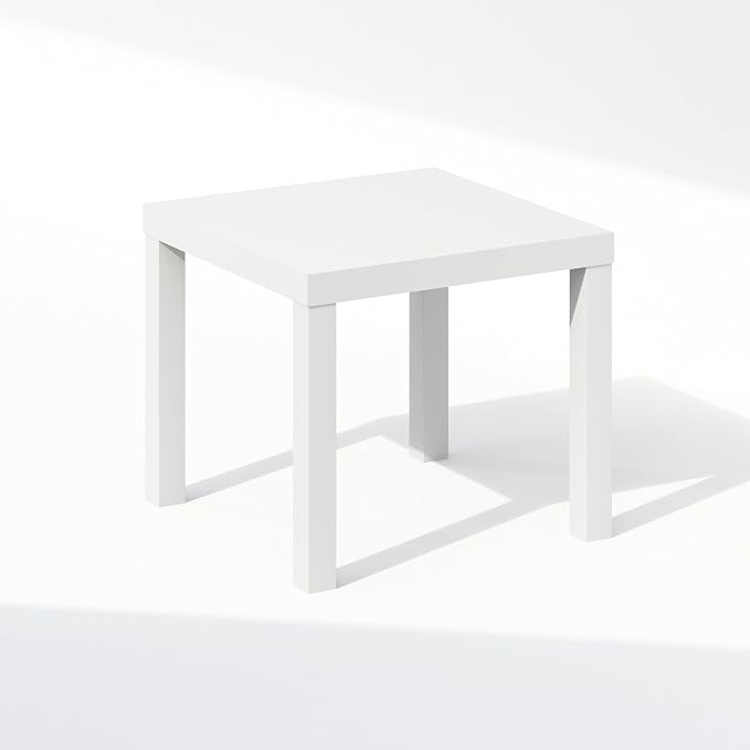 Furinno Classic Coffee Table, Square Modern Center Table with Triple Thick Tabletop, Simple Side Table with 4 Legs, for Living Room, Bedroom, Home Office, White