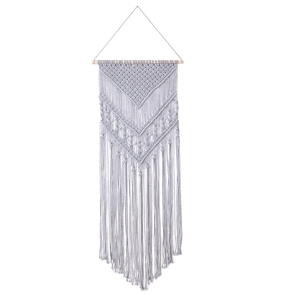 laddawan Macrame Wall Hanging Cotton Rope Wall Art Woven Tapestry Boho Chic Wall Decoration (Light Grey)