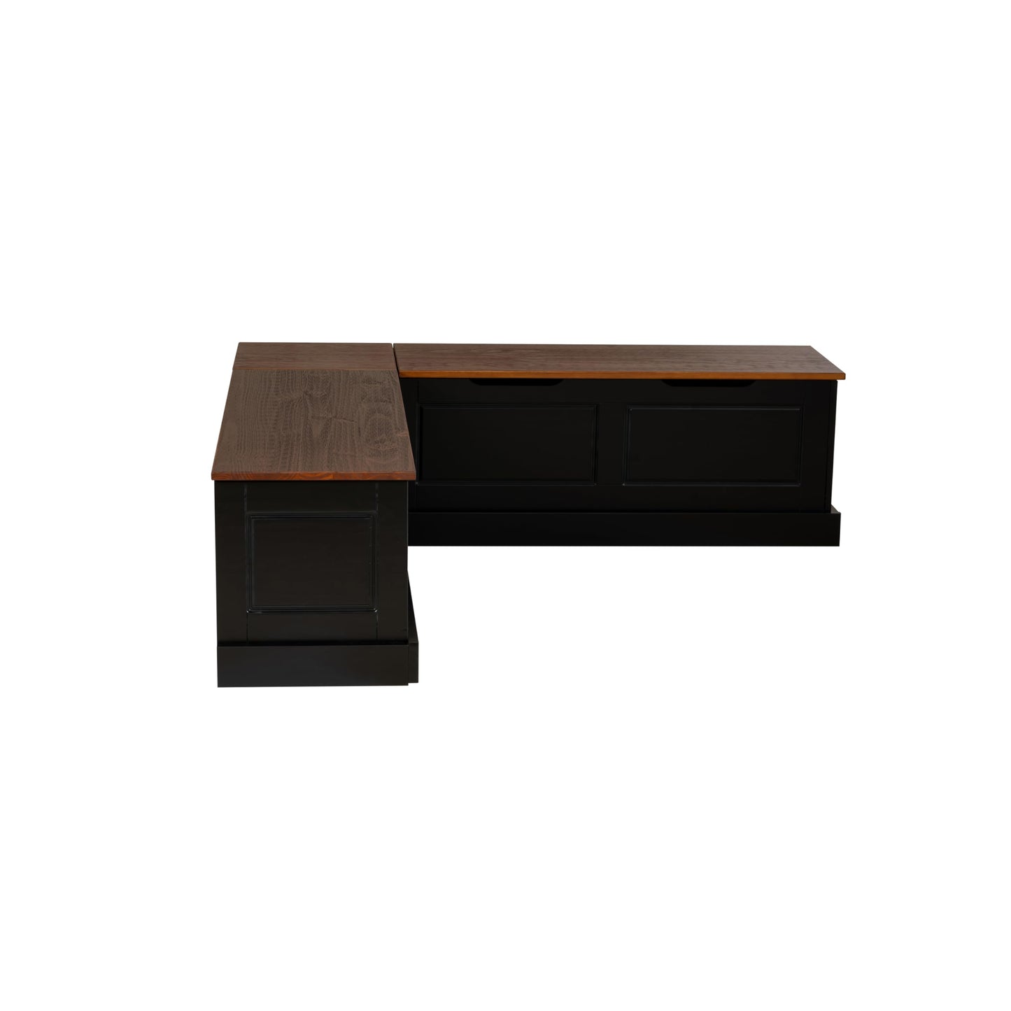 Linon Harris Black and Walnut Backless Kitchen Dining Nook with Hidden Storage Bench Space