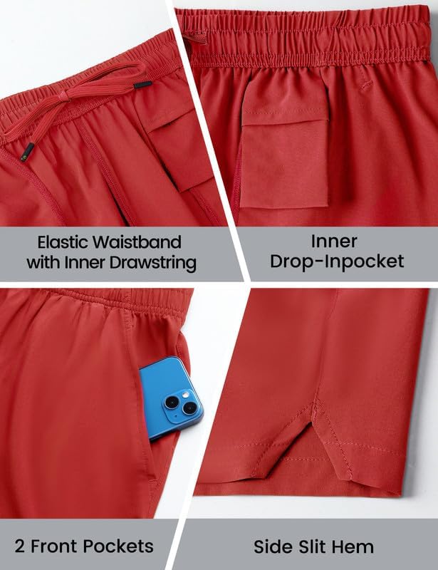 Nepest Men's 5?™â€?Athletic Running Shorts with Pockets, Lightweight Quick Dry Gym Workout Training No Liner Shorts