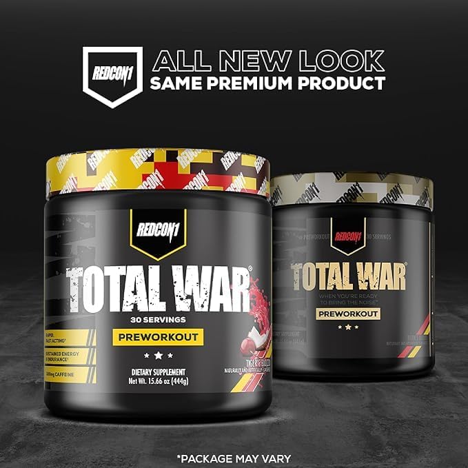 REDCON1 Total War Pre Workout, Sour Gummy Bear - Contains 320mg of Caffeine from Green Tea, Juniper & Beta Alanine - Pre Work Out with Amino Acids to Increase Pump, Energy + Endurance (30 Servings)