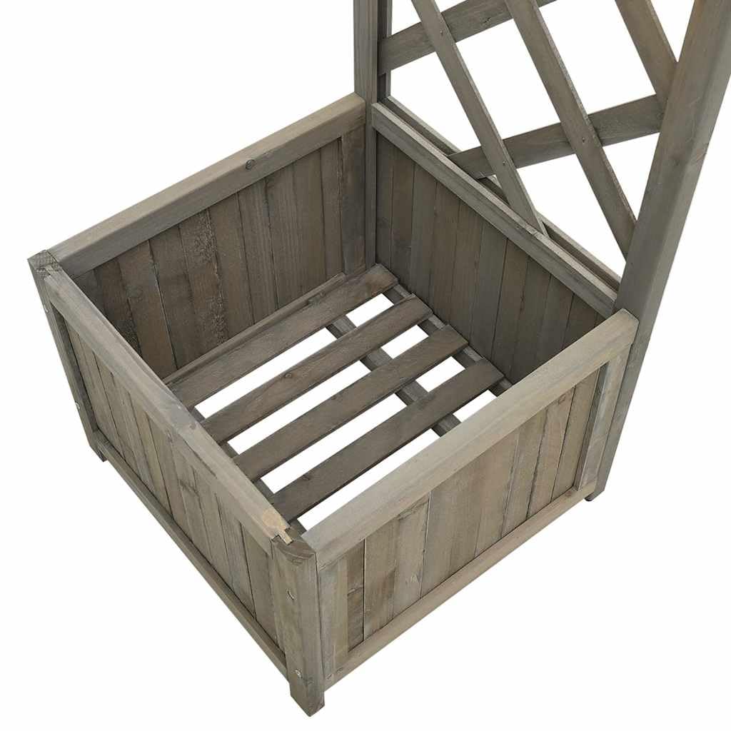 Solid Firwood Garden Pergola with Decorative Inlays and Planter Natural Wood Garden Structure for Outdoor Patio Decor