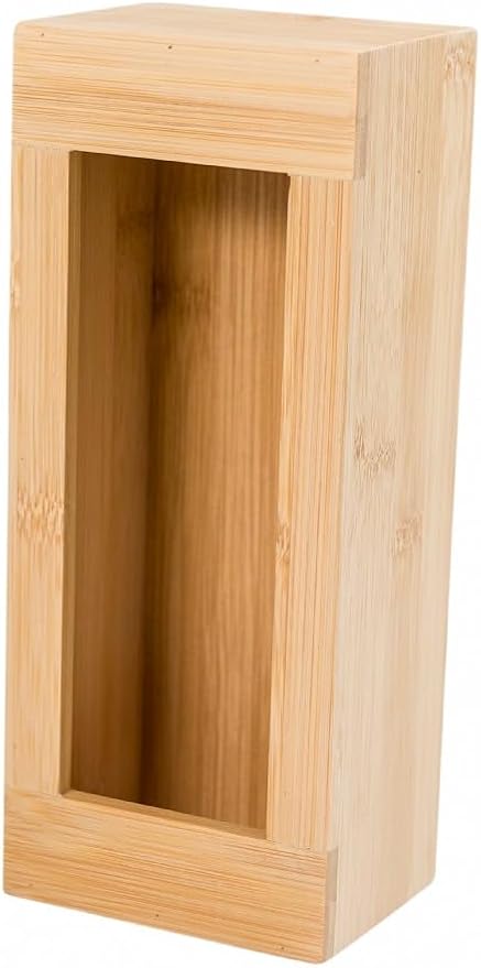 Lipper International Bamboo Storage Bag Organizer Holder and Dispenser for Kitchen Drawer or Countertop, Quart Size