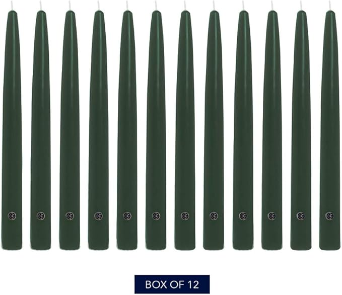 Colonial Candle Unscented Taper Candle, Handipt Collection, Evergreen, 10 in, Pack of 12 - Up to 8 Hours Burn