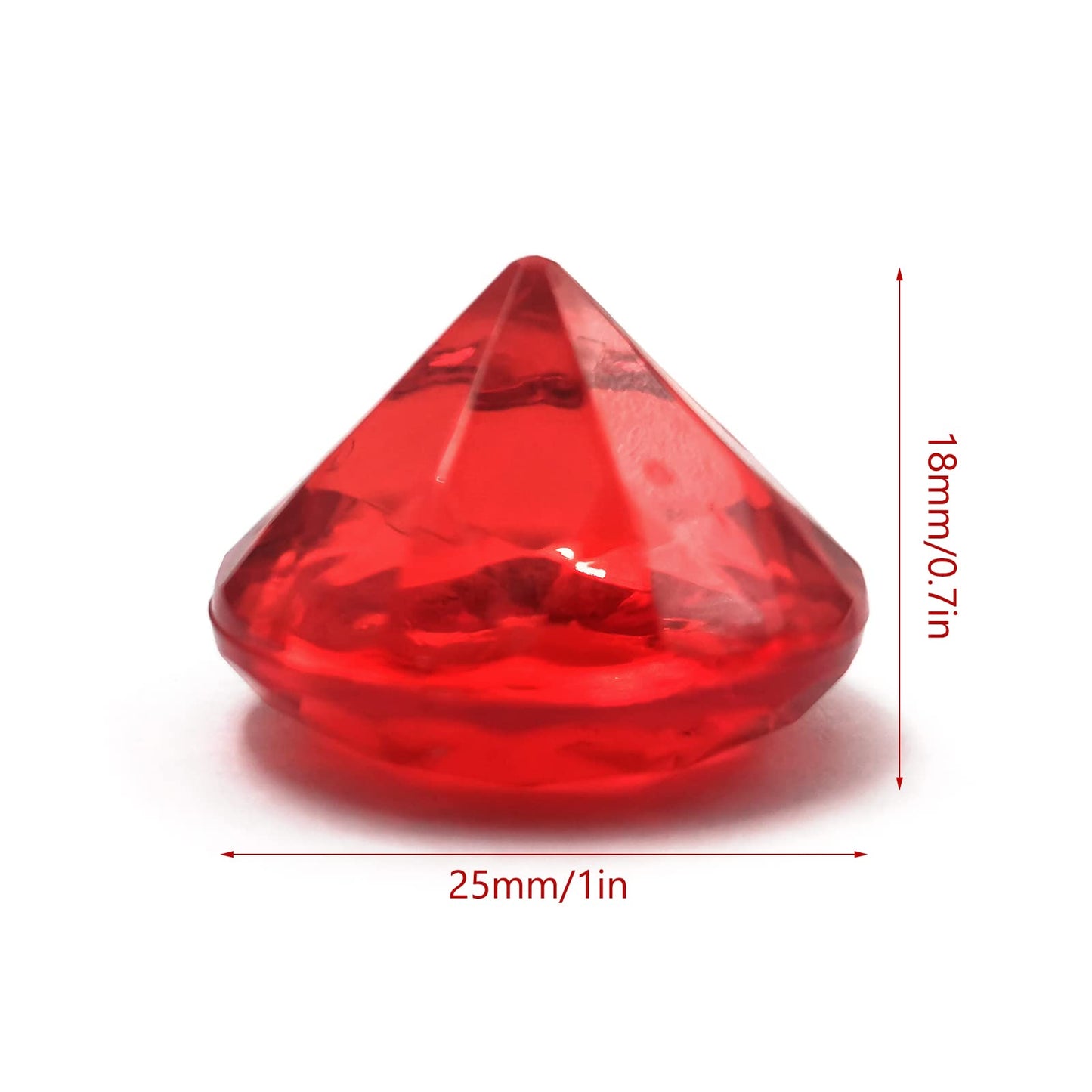XHKDSYMC 100Pcs Clear Acrylic Diamonds 25mm Wedding Table Scatters Gemstones Confetti for Vase Fillers,Floral Decor,Bridal Shower Decorations,Home Centerpieces,Candle Display (Red)