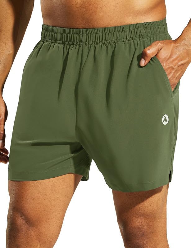 Nepest Men's 5?™â€?Athletic Running Shorts with Pockets, Lightweight Quick Dry Gym Workout Training No Liner Shorts
