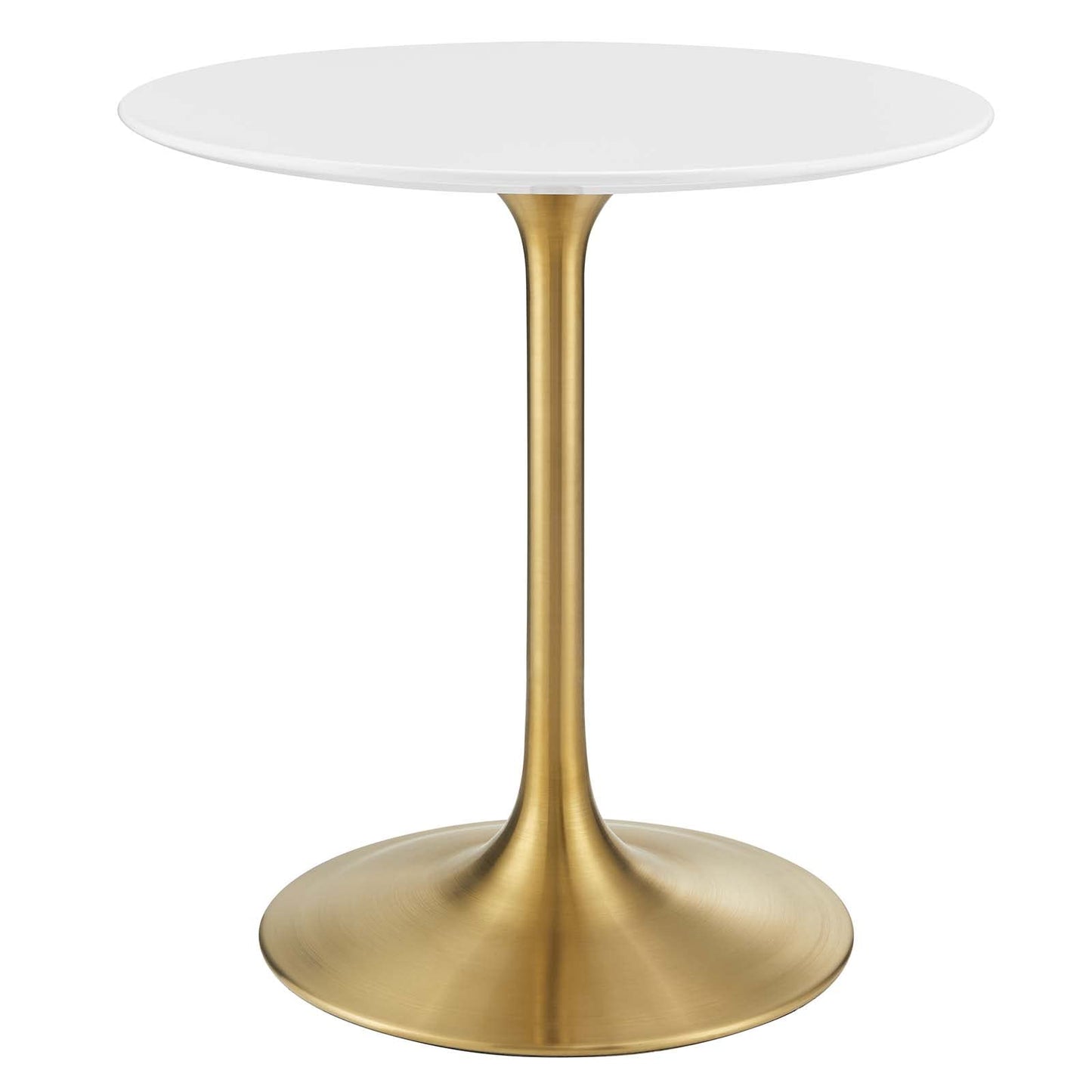 Modway Lippa 28" Mid-Century Modern Dining Table with Round Top in Gold White