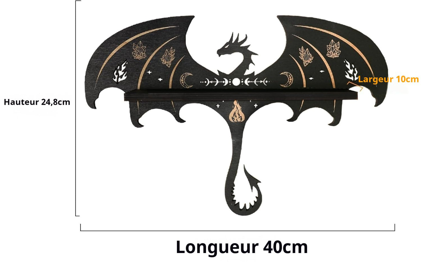 FNYDOX Gothic Evil Dragon Decor Crystal Display Shelf for Wall, Wooden Witchy Shelf Rock Display Case Knick Knack Organizer Trinket Holder, Wall Hanging Shelves for Essential Oil & Nail Polish