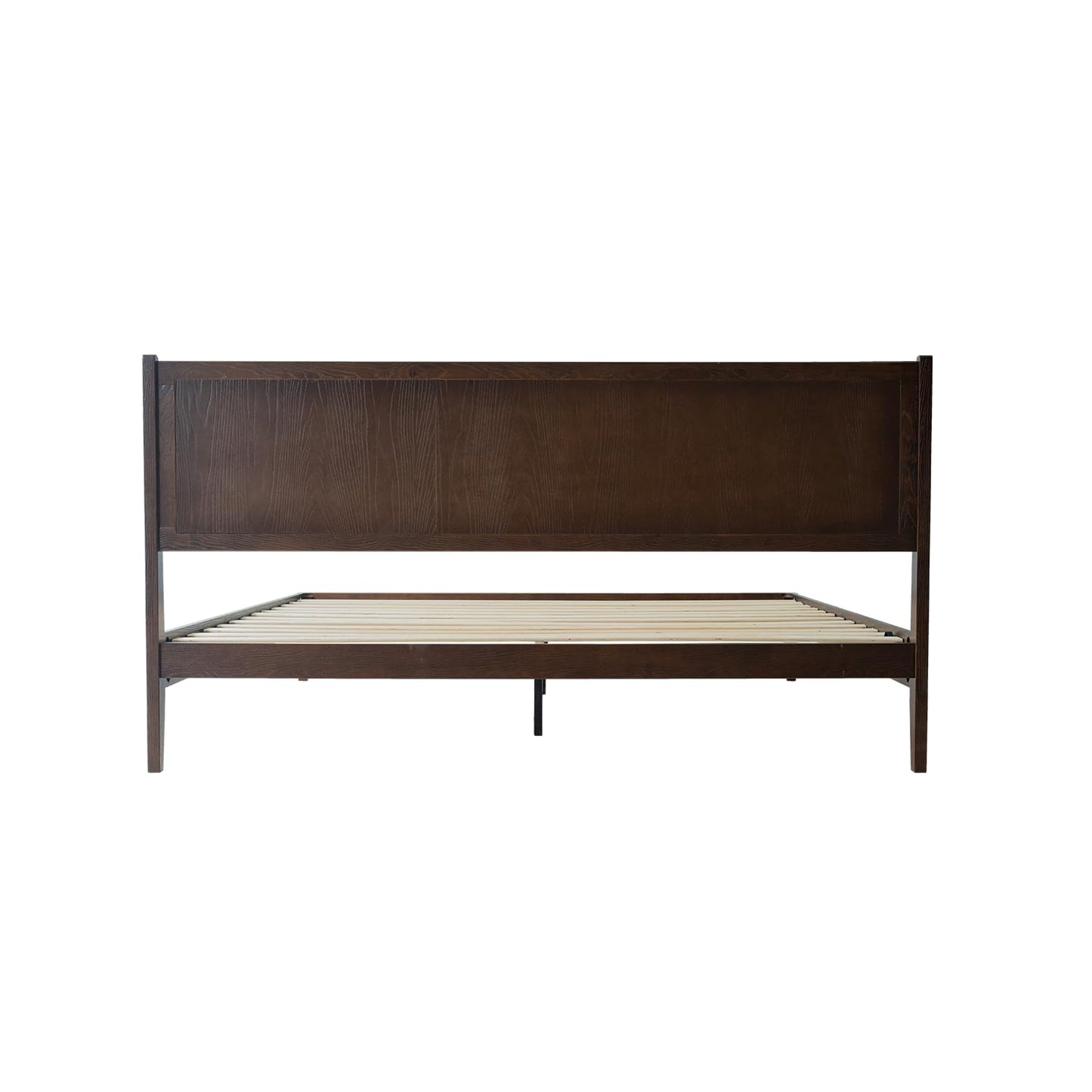 King Size Solid Wood Platform Bed Frame with Headboard & Footboard, 12 Sturdy Slats, Centre Metal Legs, Under-Bed Storage, Anti-Noise & Slip-Free, Easy Assembly, Dark Roast Oak Finish OLK-32