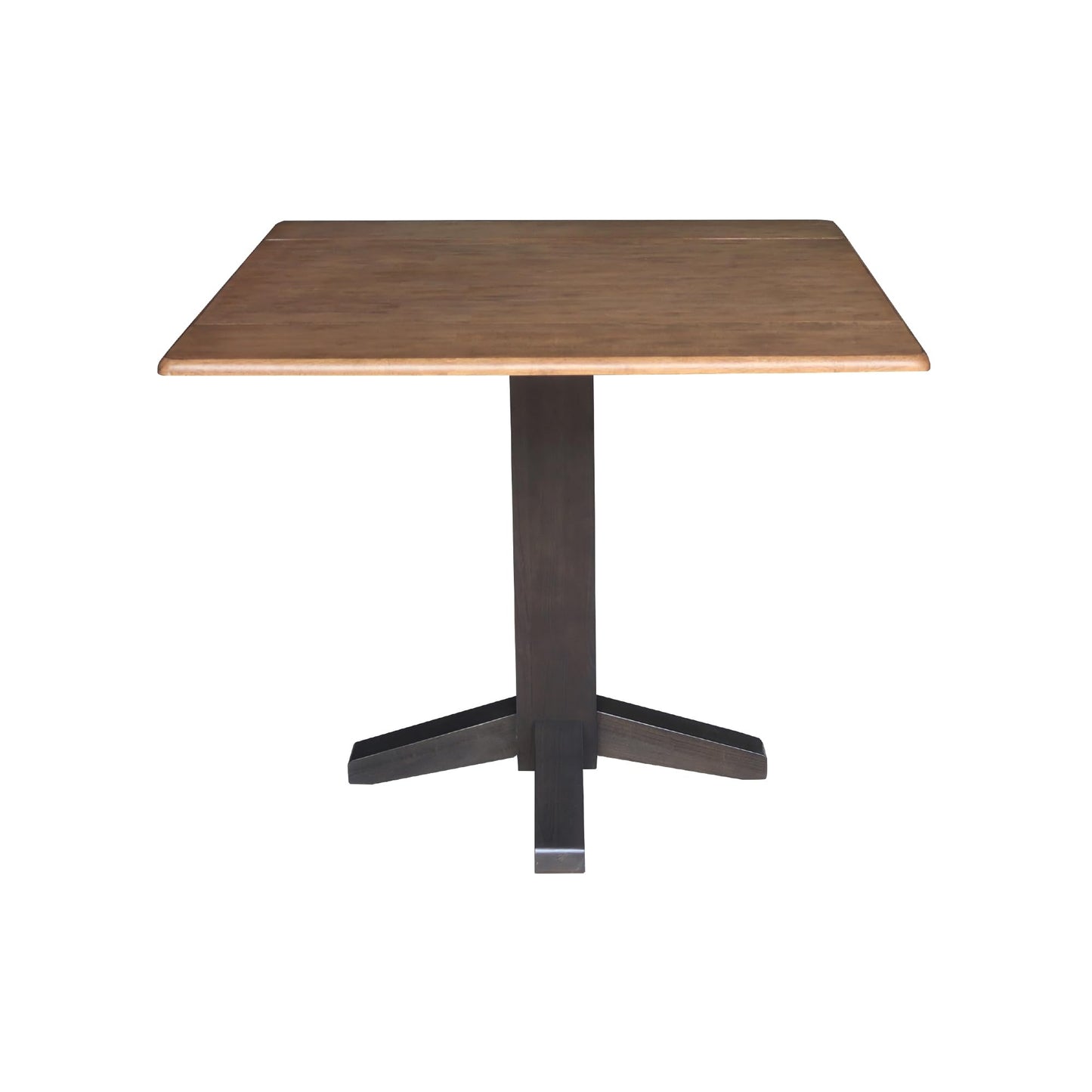 Solid Wood 36" Square Dual Drop Leaf Dining Table, Hickory/Washed Coal