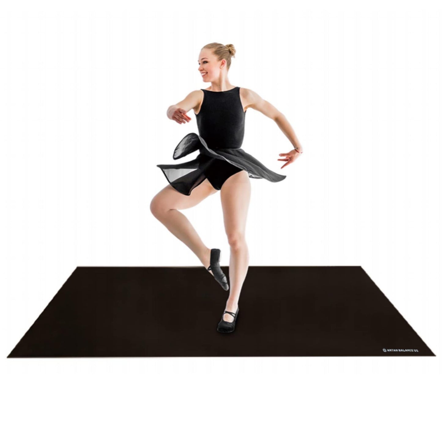 Artan Balance Dance Floor and Ballet Barre Portable for Home or Studio, Freestanding Adjustable Double Bar, Kids and adults, 2 pc. Set