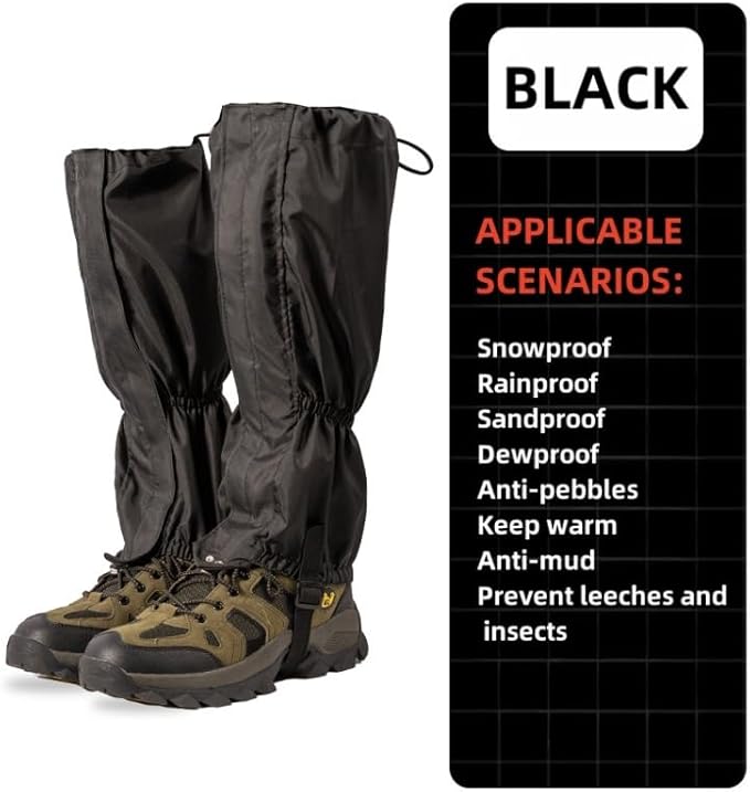 Leg Gaiters, Waterproof,Lightweight and Adjustable, Snow Boot Gaiters, for Men and Women Hiking, Walking, Hunting, Backpacking,Skiing, Mountaineering
