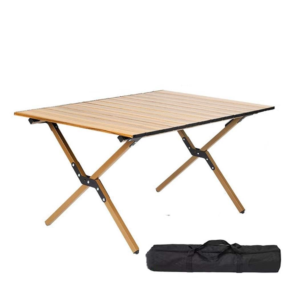 LLLKSX 47" Portable Folding Aluminum Camping Table - Lightweight, Roll-Up, Perfect for BBQs, Parties, and Outdoor Gatherings(B)