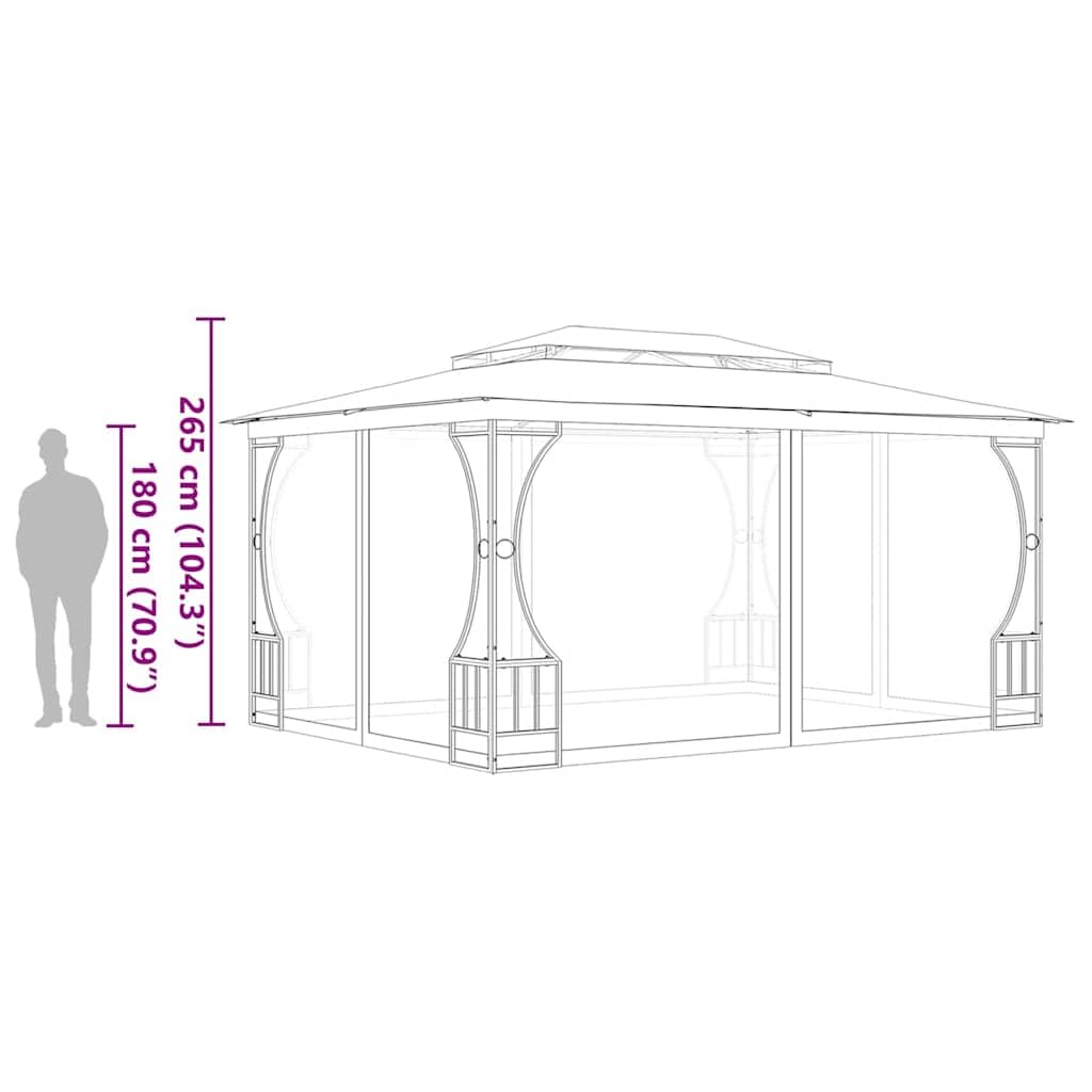 Gazebo with Nets 9.8'x13.1'x8.7' Anthracite, UV Proof Polyester Fabric, Steel Frame Outdoor Canopy Tent for Patio, Backyard, Party Events Outdoor Structures