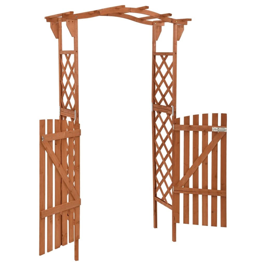 Fregramei Wooden Pergola with Gate, Outdoor Climbing Plants Garden Arbor for Lawn, Poolside, Backyard, Patio, Terrace, 45.7"x15.7"x80.3" Solid Firwood,-253