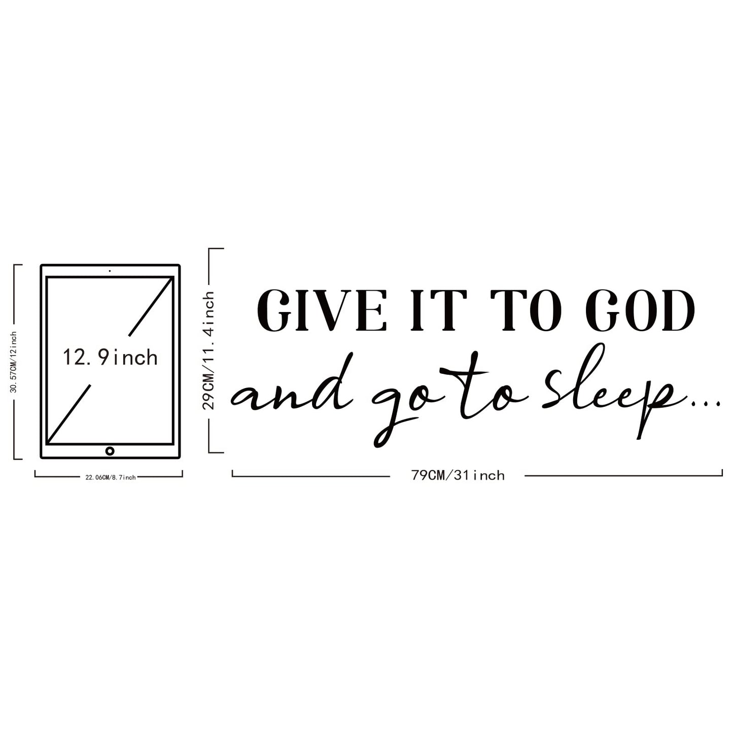 SUPERDANT Wall Decals Give It to God Quotes Wall Stickers Vinyl Art Decor Stickers DIY Saying Vinyl Art Decal Sticker Home Decoration for Living Room Bedroom Kitchen School Dormitory Wallpaper Decor
