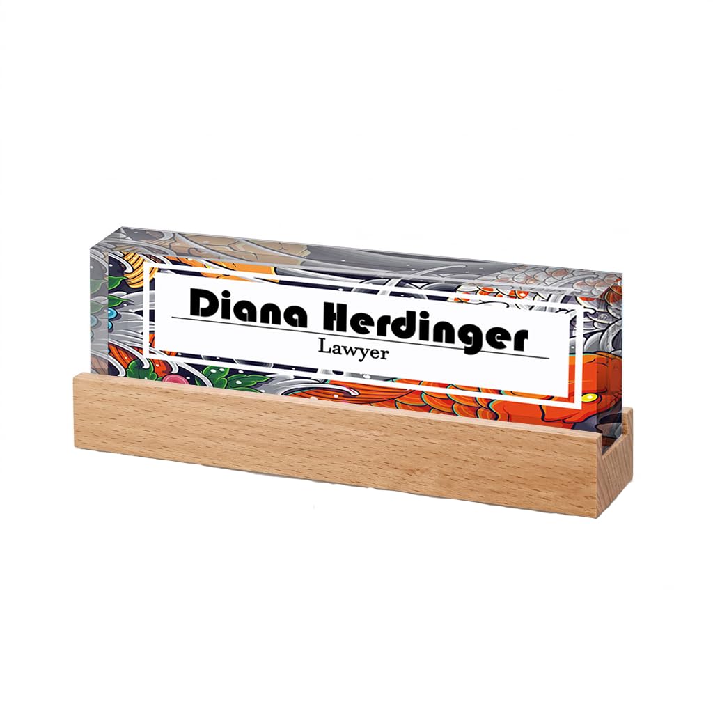 Personalized Desk Nameplate, Custom Acrylic Office Sign for Him Boss, Professional Name Plate for Coworkers, Custom Gift Idea for Office, New Job Gift, Coworker Gift, Phd Gift (Marble Design-3)