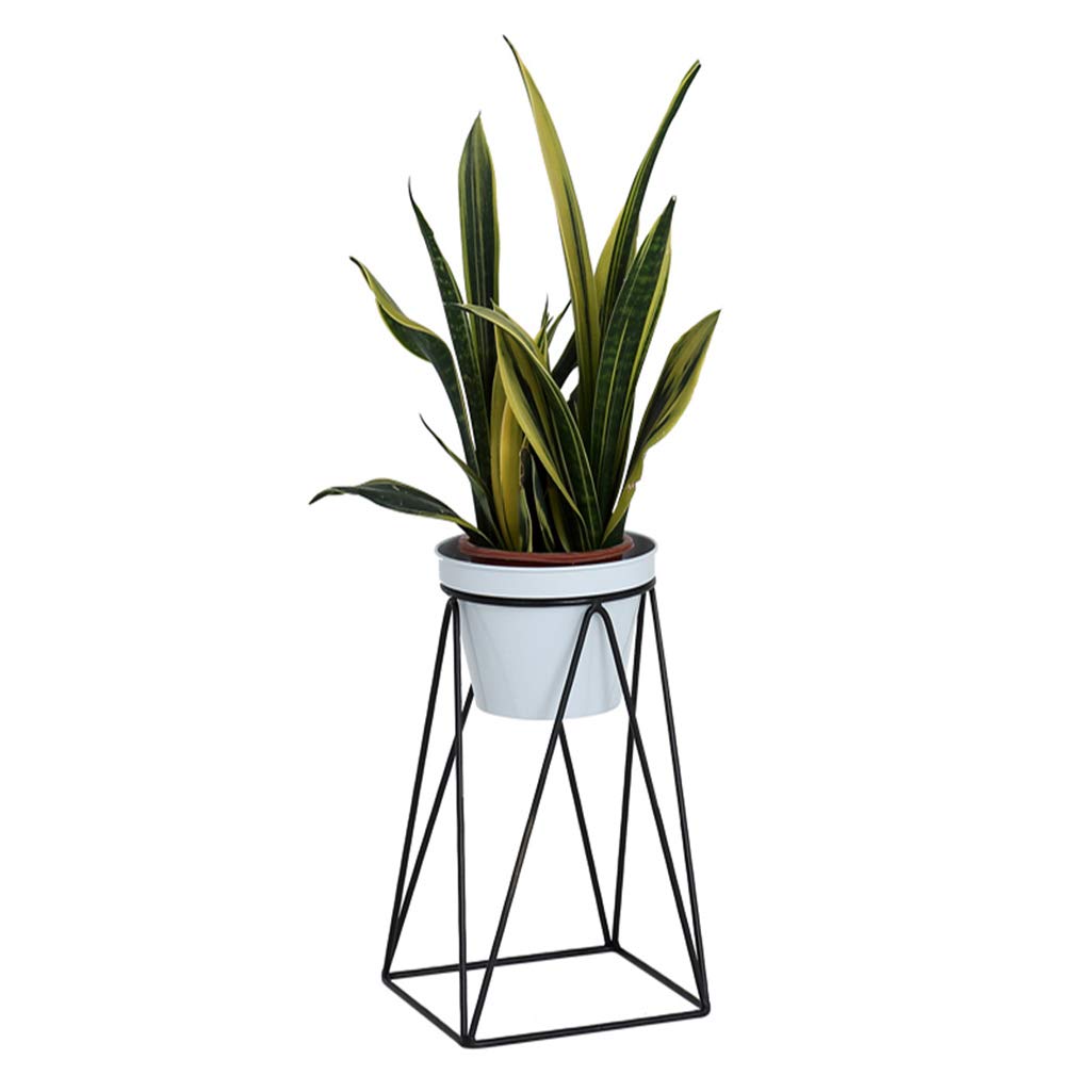 KAJIAO Metal Flower Pot Stand Indoor Balcony Decoration Plant Pot Display Shelf Outdoor Anti-Corrosion Iron Art Floor-Stand Support Rack(White,L)