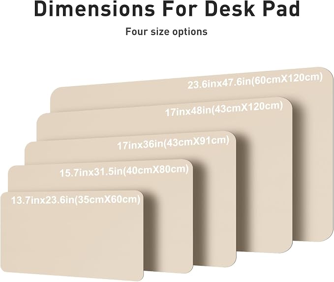 Aothia Faux Leather Desk Mat – Large Mouse Pad, Non-Slip PU Leather Blotter, Waterproof Writing Surface for Office and Home (Eggshell, 47.2" x 23.6")