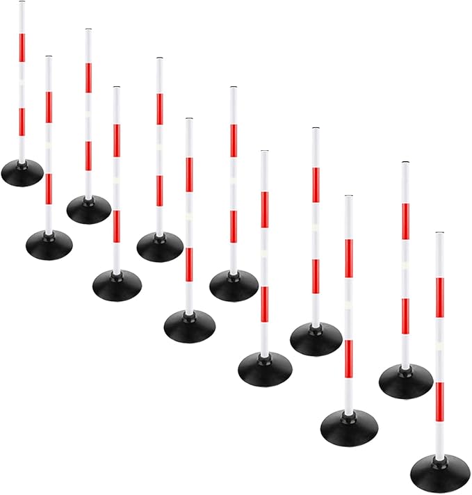 Red-White Soccer Agility Pole Set Rubber Base Dribbling Stick Traffic Warning Sign Pole Multifunctional Training Pole