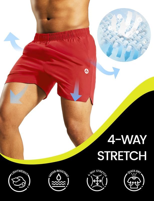 Nepest Men's 5?™â€?Athletic Running Shorts with Pockets, Lightweight Quick Dry Gym Workout Training No Liner Shorts