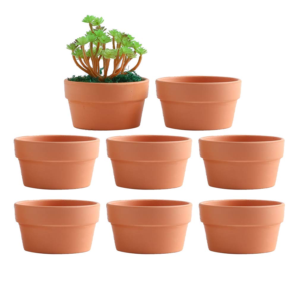 Yishang 5 Inch Shallow Terracotta Clay pots with Drain Hole,Ceramic Plant pots for Indoor/Outdoor Plants,Unglazed Bonsai Planter for Cacuts/Succulent Plants