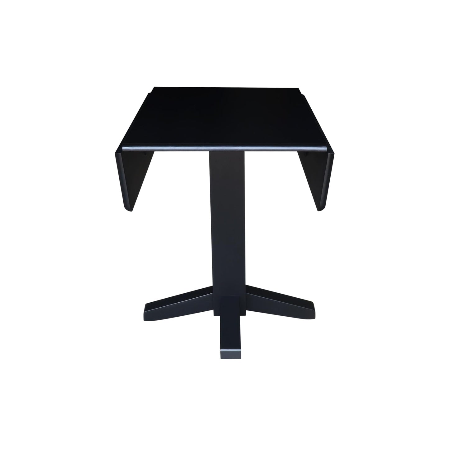 Solid Wood 36" Square Dual Drop Leaf Dining Table, Black