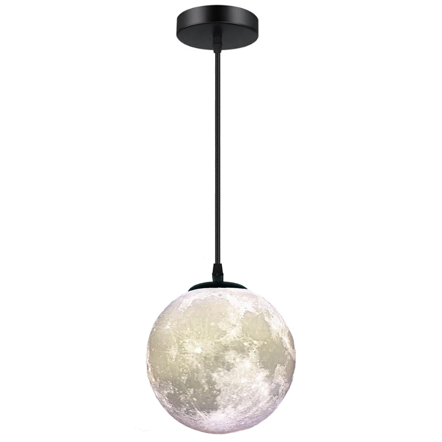 HFUGUD Modern Led Moon Pendant Lights Fixture,Light Up Globe Night Light,3D Printed Galaxy Moon Lamp for Kids and Adults Bedroom Childrens Room Etc Ceiling Light Decor Gift (LED Bulb Included)