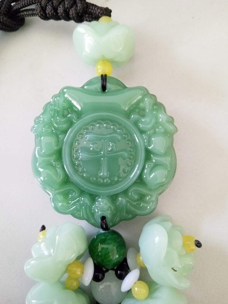 Chinese Traditional Style Green Crystal Hanging Decoration House Door Window Charm Hanging Pendant Amulet Pray for Luck Safety (Lucky and safe)