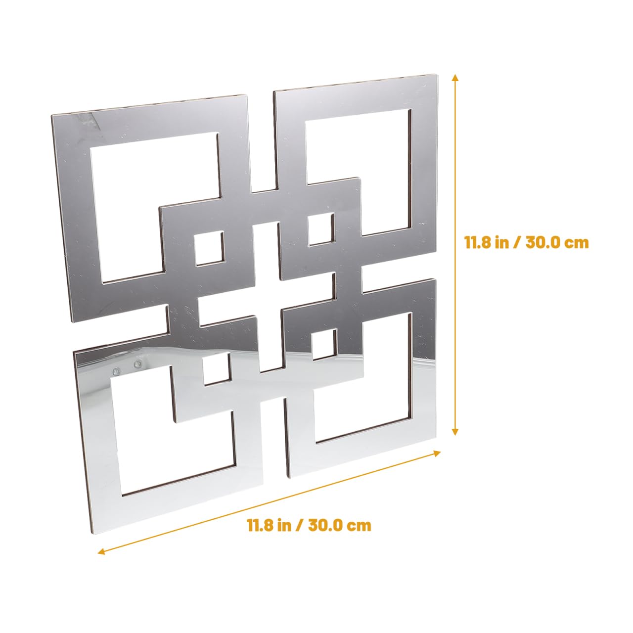 Angoily Rustic Square Mirror Wall Stickers 11.8 Inch Basswood Hollowed Wall Decor for Living Room Bedroom Home Decoration