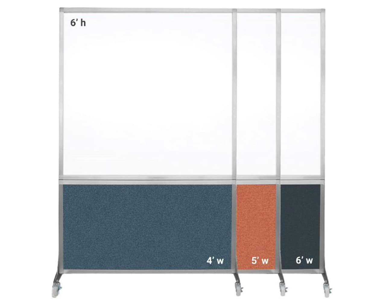 DivideWrite Mobile Whiteboard | Double Sided Dry Erase Board | Portable Office Cubicle Partition | Display for Classrooms, Conference Rooms, Meeting Areas and More | Navy Blue Fabric 4' Wide X 6' Tall