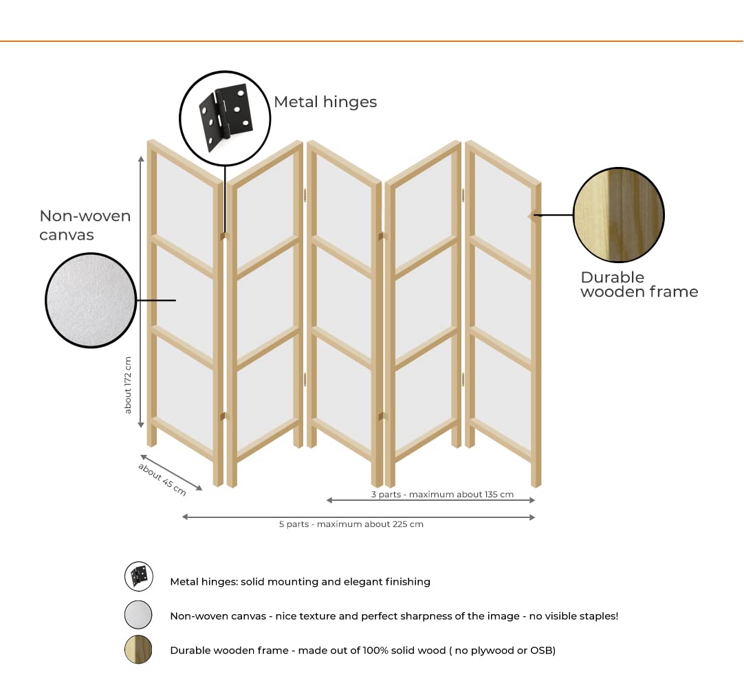 artgeist Japanese Room Divider XXL Dragon 90 x 67 in - 5 Panel Folding Screen Japan Design Home Decoration Art Deco p-B-0005-z-c