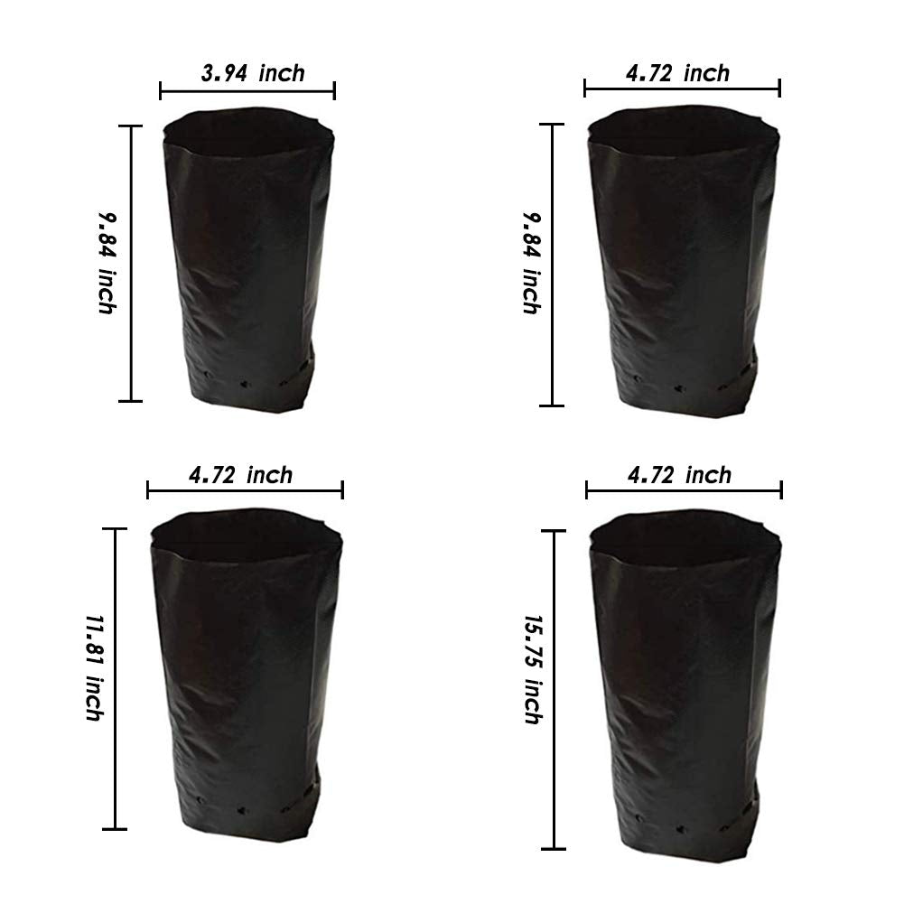 Frjjthchy 100 PCS Thicken Plastic Nursery Bags for Plants Fruit Flower Grow Bags Seedling Pots (7.87x11.81 in)