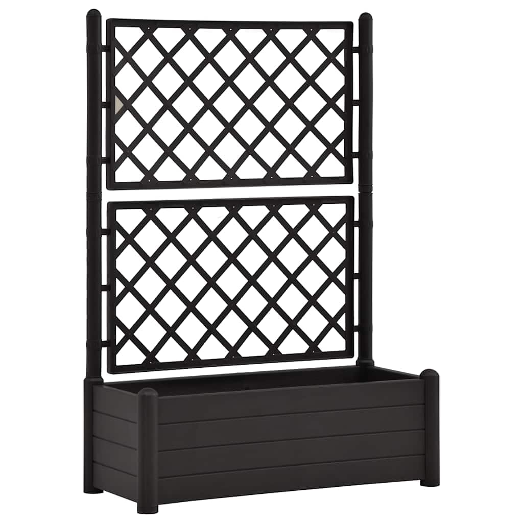 Zeehear Garden Planter Box with Trellis, 39.4", for Outdoor Flower, Plant, Vegetable & Herb Growing, Large Raised Planting Pots for Gardening - Anthracite