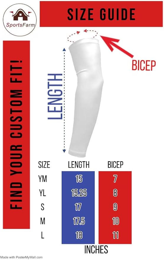 Youth & Adult Sizes Moisture Wicking Compression Arm Sleeve (1 Sleeve) (Over 100 Colors Available in Our Store)