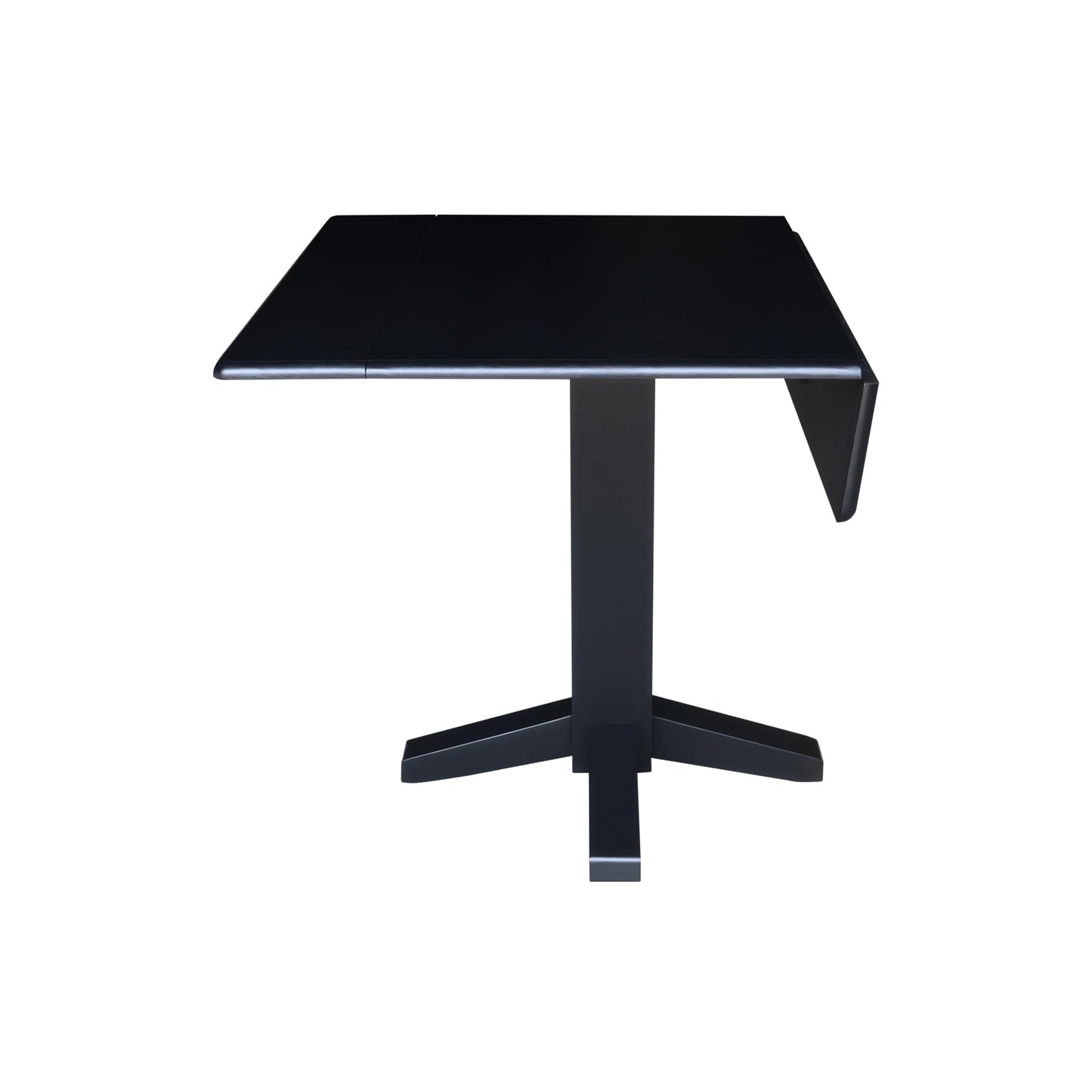 Solid Wood 36" Square Dual Drop Leaf Dining Table, Black