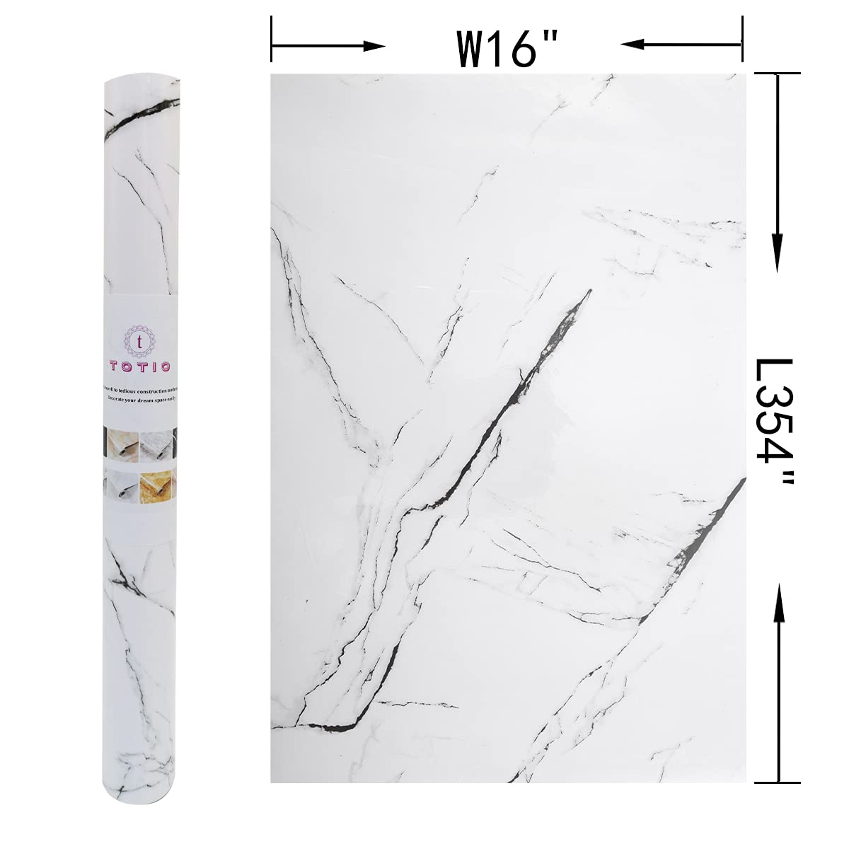 White Granite Wallpaper Peel Stick Glossy Thick Marble Contact Paper for Countertop 16x354 inch Waterproof Oil Proof Self Adhesive Furniture Stickers Kitchen Counter Shelf Liner Wall Vinyl Decorative