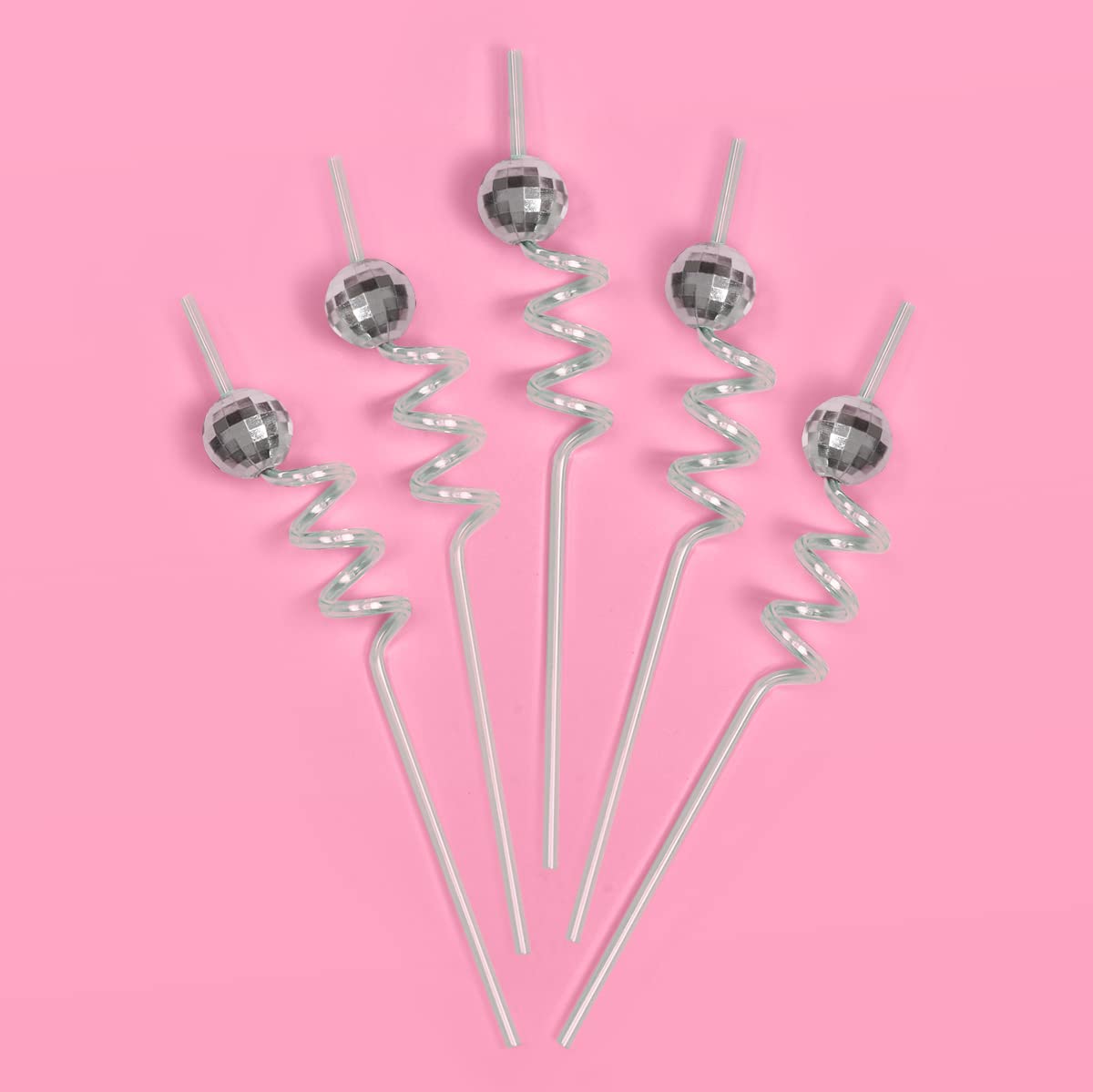 xo, Fetti Disco Ball Reusable Swirly Straw Set - 16 pc | Groovy Birthday Party Supplies, Last Disco Bachelorette Decorations, 70s, Space Cowboy