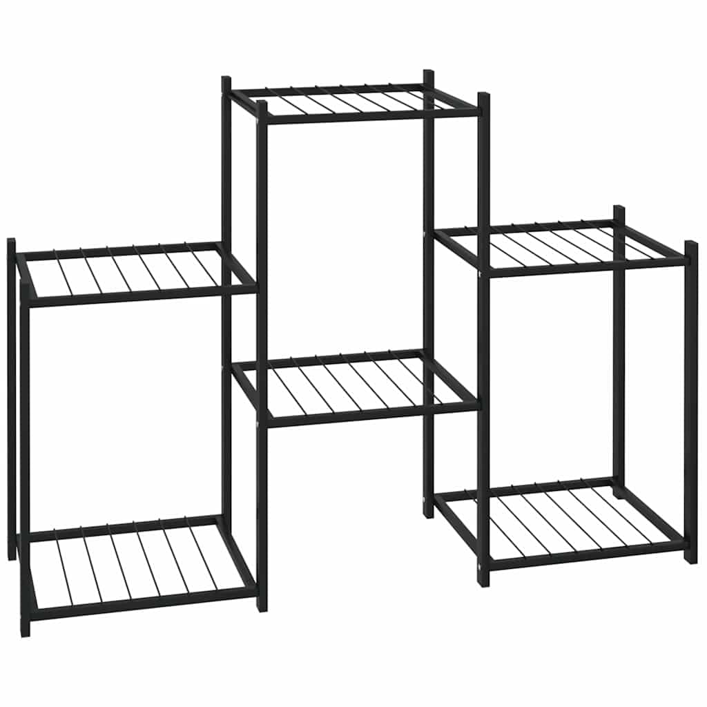 ZXQVLMRS 3-Tier Metal Flower Stand, Rectangular Iron Plant Display Shelf for Indoor Outdoor Garden Balcony Living Room, Stable Pot Holder Rack, Black