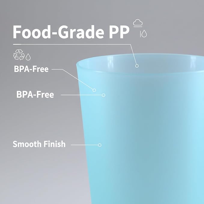 AOYITE Large Plastic Cups Reusable - 32 oz Big Drinking Cups set of 8 - BPA Free Dishwasher Safe Water Tumblers - Unbreakable Drink Cup for Kids Kitchen Outdoor