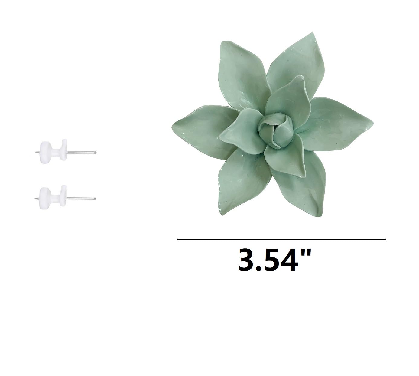 Magnolia, 3.54" Ceramic Flower Wall Art, 3D Wall Hanging Decor,Artificial Flower Wall Sculpture，Handcrafted 3D Hanging Porcelain Flowers, Porcelain Flower Wall Décor (Light Green)
