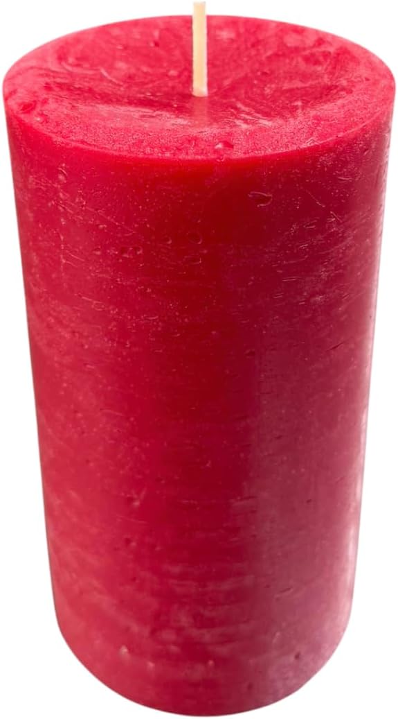 Mister Candle Rustic Red Pillar Candle ??3" x 6" Handmade Unscented Solid Color ??80 Hour Long Burn ??Holiday Candle for Christmas Décor, Weddings, Centerpieces & Rustic Home Decorations