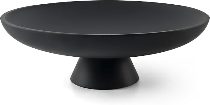 LIN CHUAN Large Decorative Bowl, Modern Resin Pedestal Bowl for Home Decor, Stylish Fruit Bowl for Kitchen Counter, Chic Key Holder for Entry Table, Matte Black