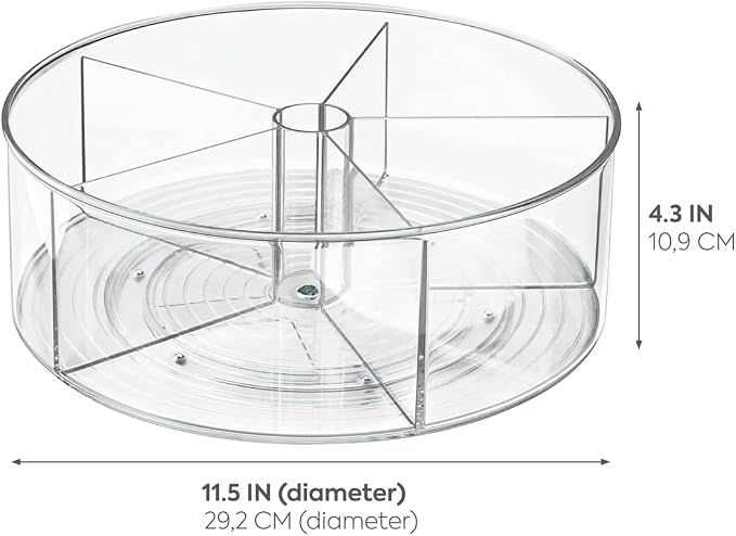 iDesign Recycled Plastic Lazy Susan Turntable Organizer Pantry, Bathroom, General Storage and More, The Linus Collection, 11.5", Clear
